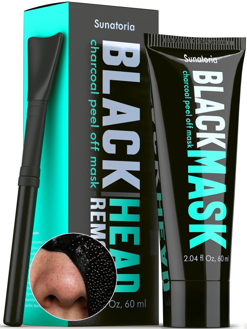 SUNATORIA Black Peel Off Face Mask â€“ Charcoal Peel Off Face Mask for Oily & Combination Skin â€“ Helps Remove Excess Oil & Lift Away Surface Impurities â€“ Refreshing Botanical Formula, 2.04 fl oz - Image 1