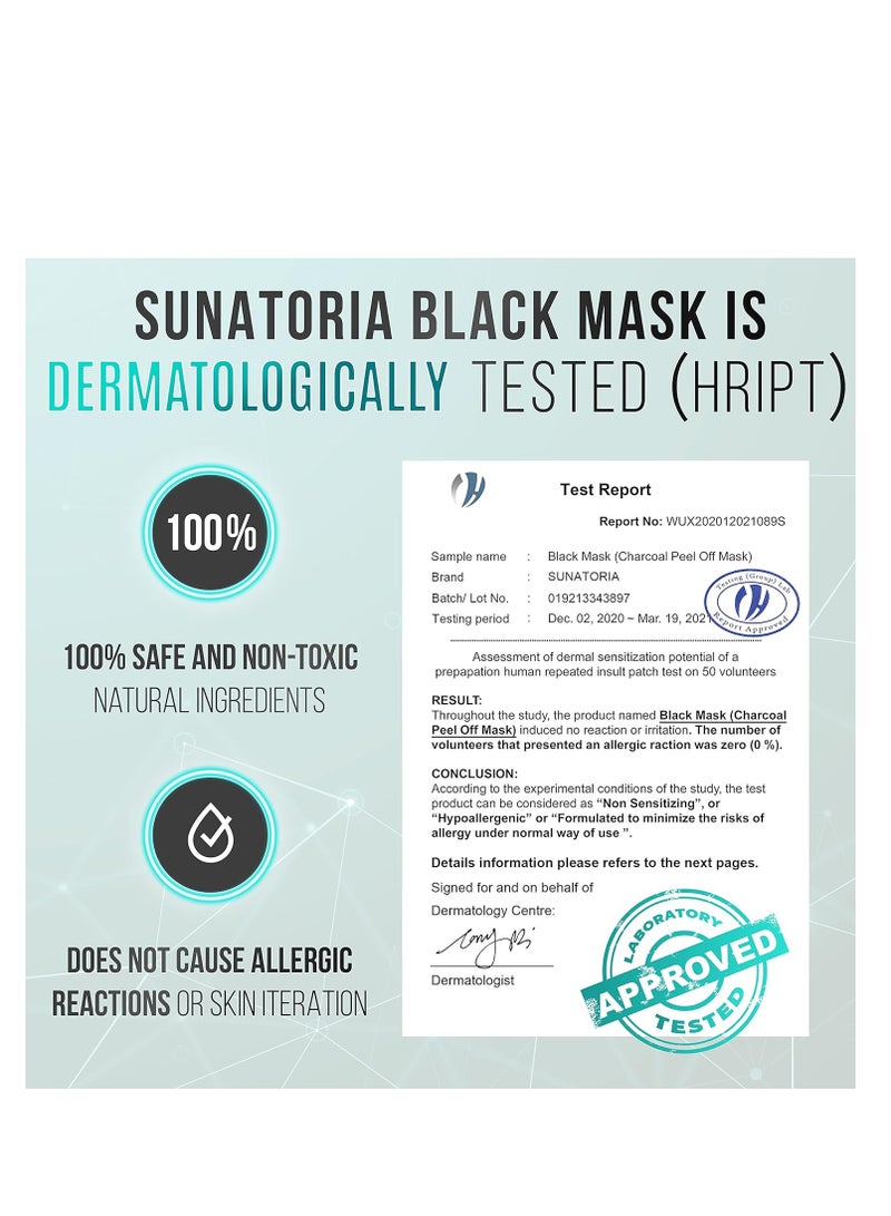 SUNATORIA SUNATORIA Blackhead Remover Mask - Activated Charcoal Peel Off Face Mask - for All Skin Types - Deep Pore Cleaner Nose Blackhead Remover Pore Release - Black Head Remover for Face  - Image 4