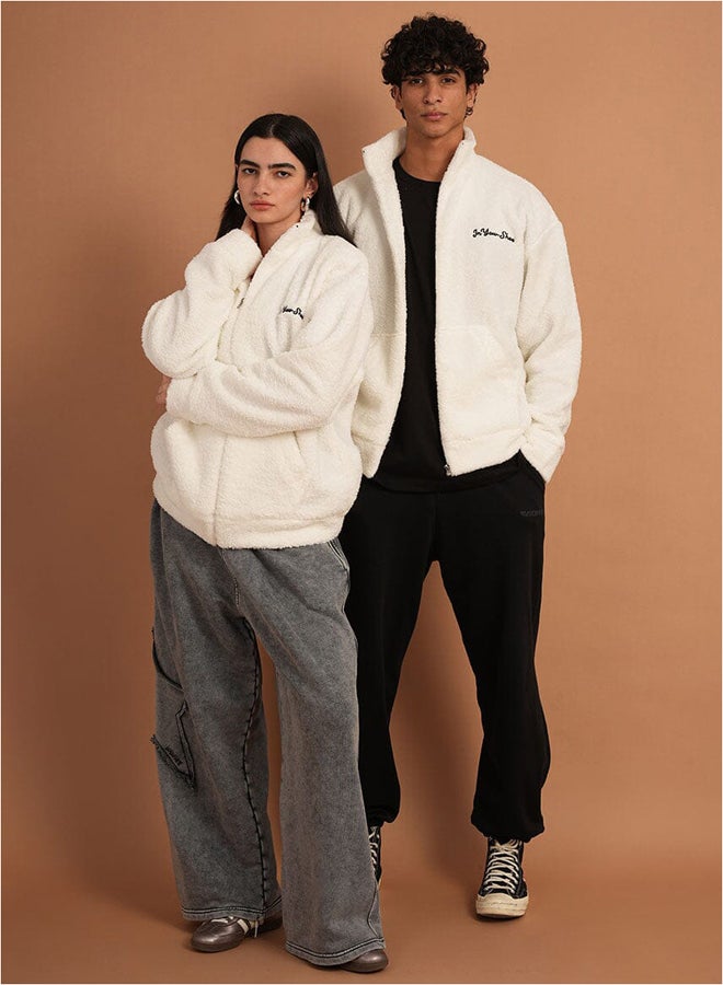 In Your Shoe Off-White Fleece Jacket