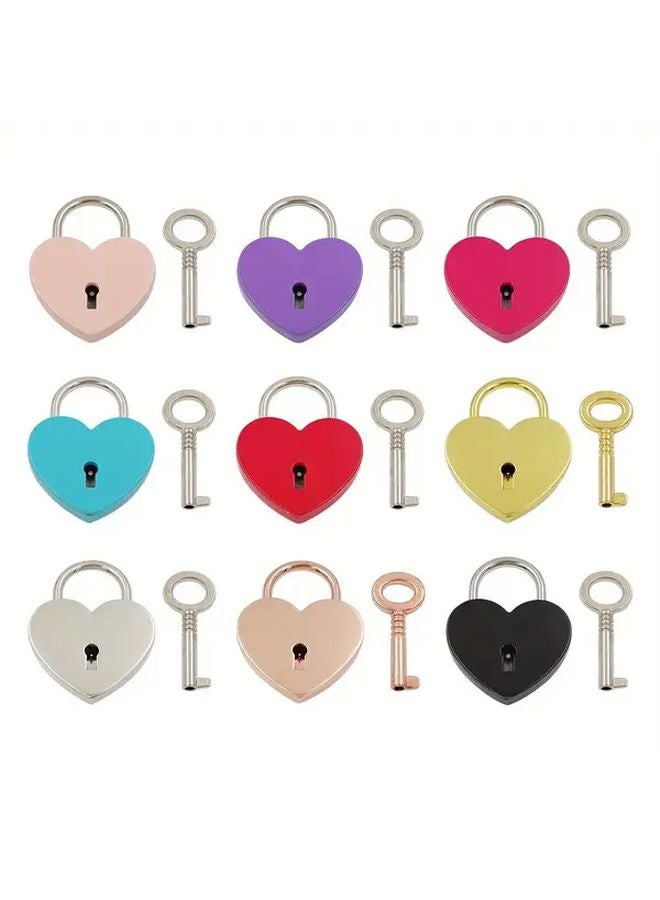 Rose Red Heart Shaped Padlock With Key 25mm Alloy Luggage Lock For Travel Briefcases Drawers - Image 2