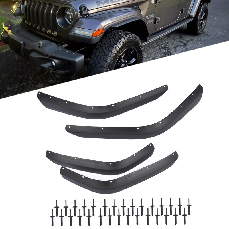 Flynsu Front  Rear Fender Flares Extension Set Replacement for 20182024 Jeep Wrangler JL JLU Sahara Wheel Fender Liner Not Fit High Clearance Fender Flares Not fit 4XE