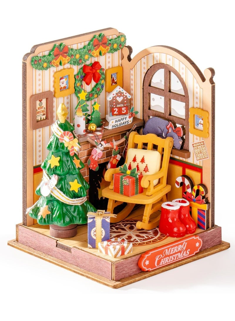 ROBOTIME Rolife Christmas Fireplace DIY Miniature House DS041 - Image 1