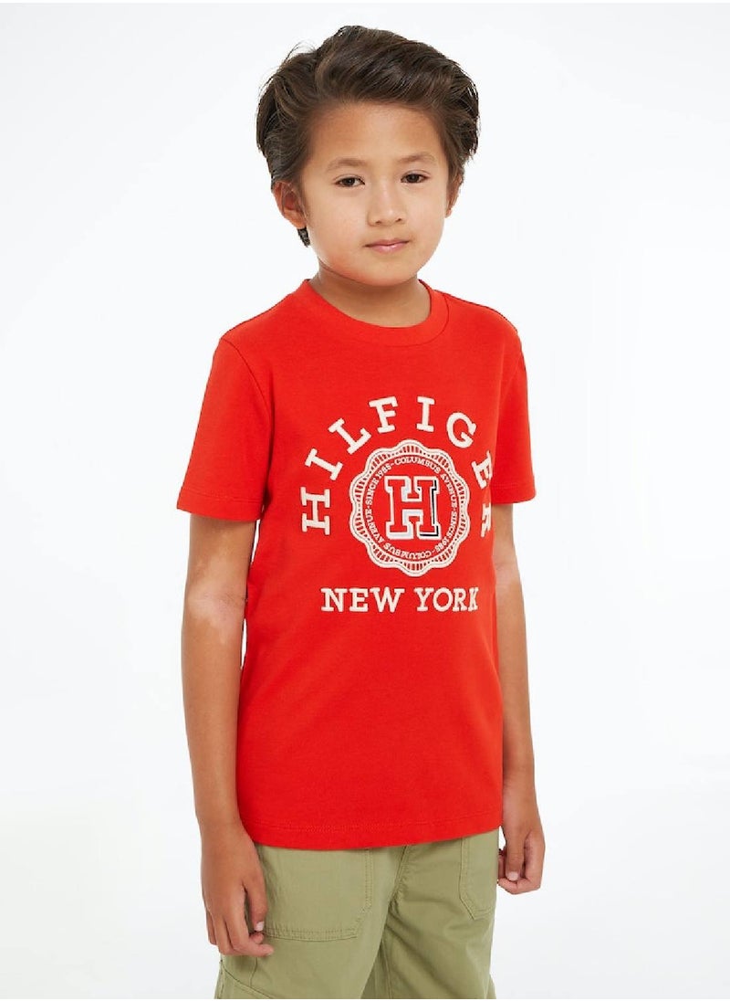 TOMMY HILFIGER Hilfiger Monotype Archive Crest Logo Embroidery T-Shirt  - Image 1