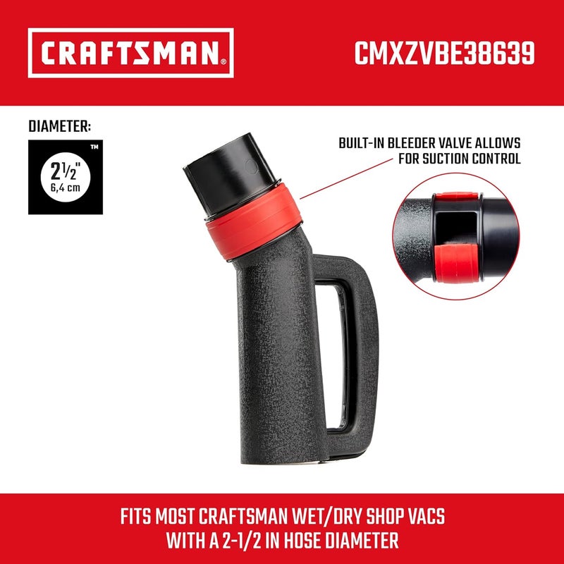 كرافتس مان مقبض أنبوب مكنسة الهواء الصناعية CMXZVBE38639 بقطر 2-1/2 بوصة، مزود بصمام تصريف للهواء الزائد. - Image 3