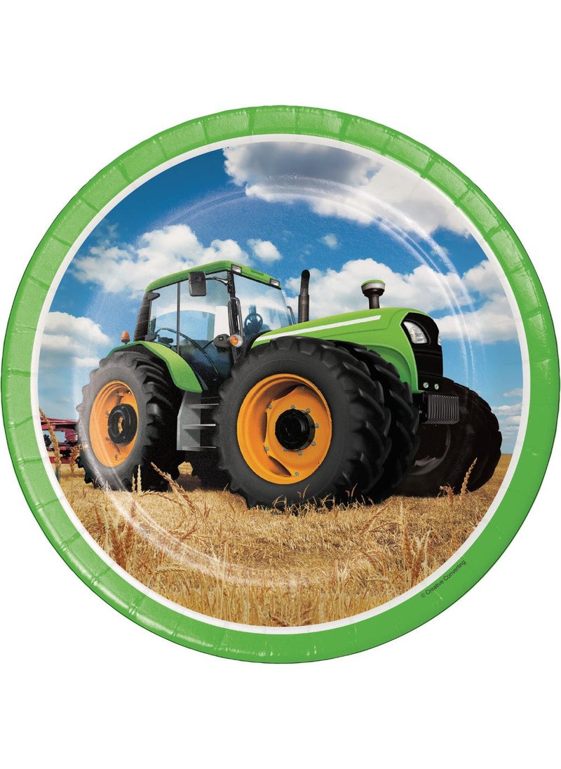 CREATIVE CONVERTING Creative Converting Tractor Time Round Paper Plates 8 Count 875 