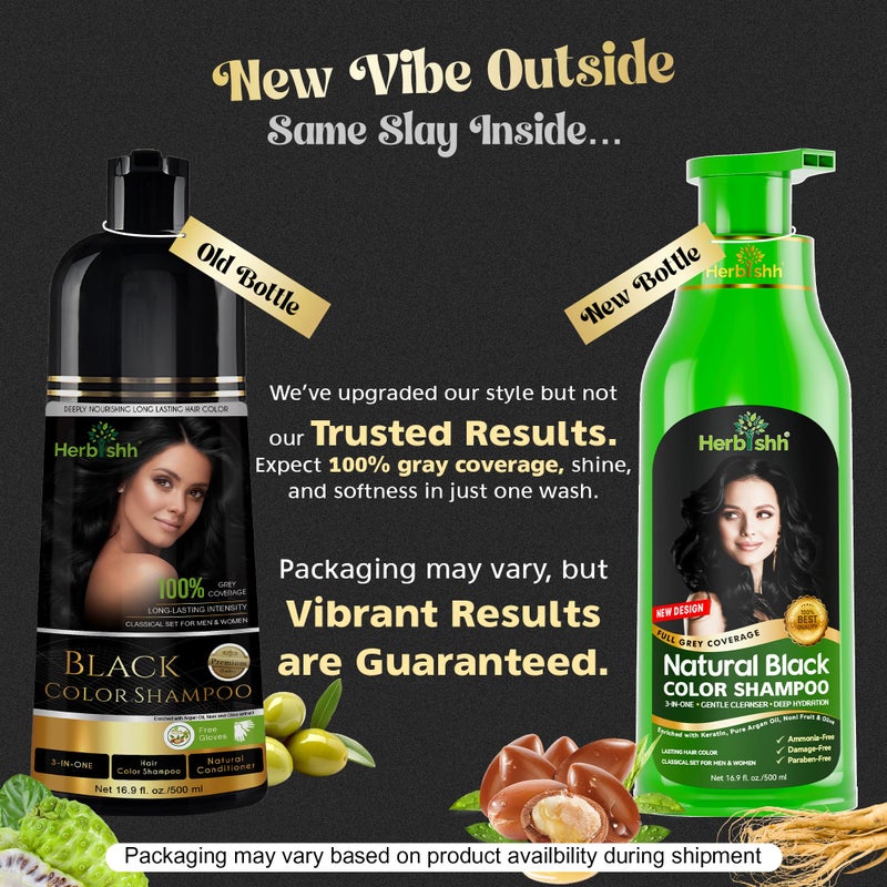 Herbishh Hair Color Shampoo for Gray Hair â€“ Natural Hair Dye Shampoo â€“ Colors Hair in Minutes â€“ Lasts Up To 3-4 Weeks â€“ 500ML â€“ 3-In-1 Hair Color â€“ Colors, Cleanses, and Conditions (Black) - Image 2