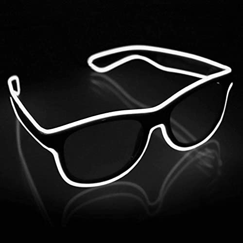 YouRfocus Wireless LED Light Up Glasses Glow in the Dark Neon Rave Glasses for Rave Party EDM HalloweenChristmas White - Image 1