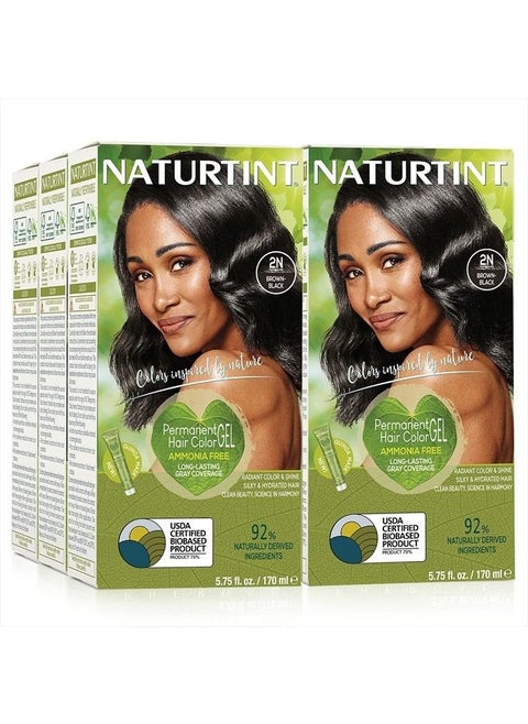 Permanent Hair Color 2N Brown Black (Pack of 6), Ammonia Free, Vegan, Cruelty Free, up to 100% Gray Coverage, Long Lasting Results