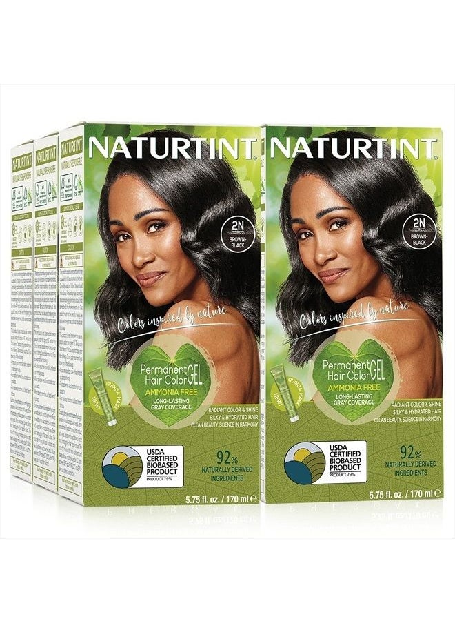 NATURTINT - Permanent Hair Color 2N Brown Black (Pack of 6), Ammonia Free, Vegan, Cruelty Free, up to 100% Gray Coverage, Long Lasting Results - Image 1