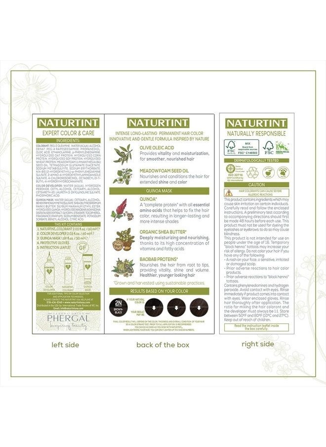 NATURTINT - Permanent Hair Color 2N Brown Black (Pack of 6), Ammonia Free, Vegan, Cruelty Free, up to 100% Gray Coverage, Long Lasting Results - Image 1