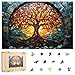Qiuenisray Mothers Day Wooden Puzzles for Adults 500 Pieces Mosaic Tree of Life Jigsaw Puzzles Beautiful Wall Decor FSC Certified Unique Shape Adult Wood Puzzle Gift for Family Game 167x111 in - Image 2