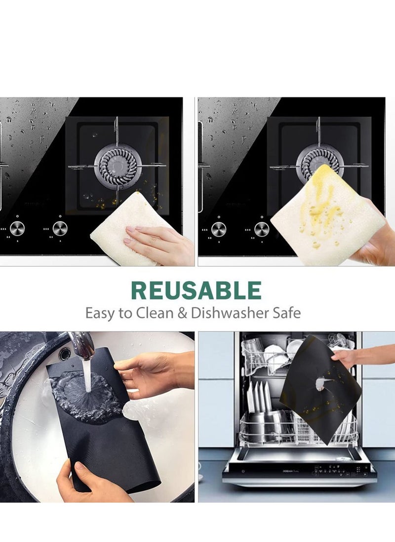 SYOSI Stove Burner Covers, Gas Covers 2 Pack, Double Thickness Reusable Non-Stick Heat-Resistant Range Protectors, Cuttable Stovetop Liners for Kitchen and Easy to Clean, (Black)  - Image 3