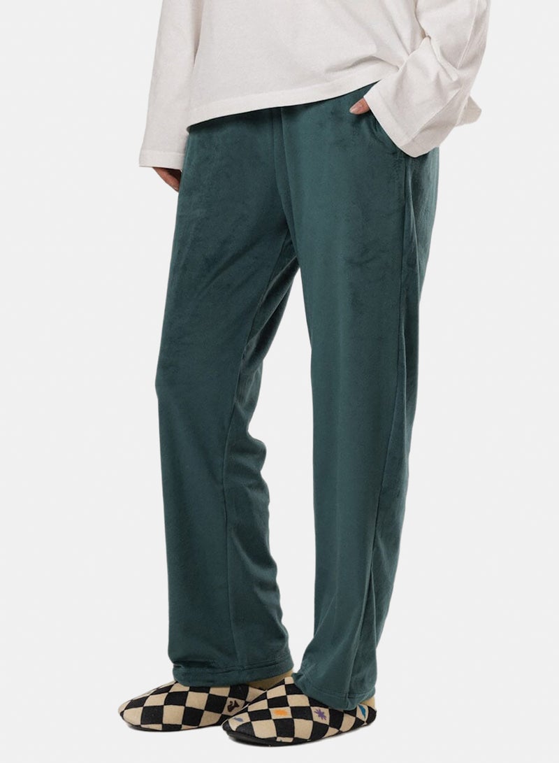 In Your Shoe Green Plain Fluffy Pyjama Pants - Image 5