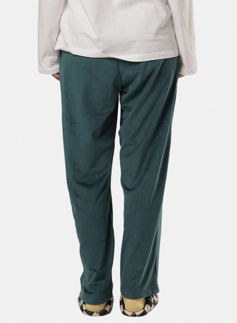 In Your Shoe Green Plain Fluffy Pyjama Pants - Image 4