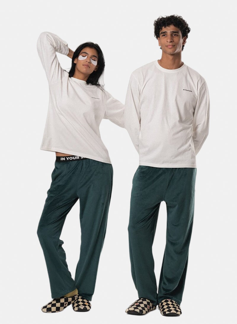 In Your Shoe Green Plain Fluffy Pyjama Pants - Image 3