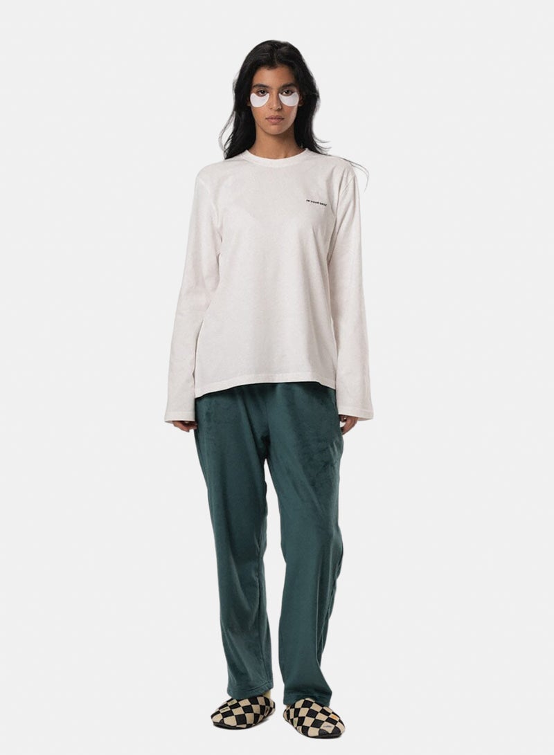 In Your Shoe Green Plain Fluffy Pyjama Pants - Image 2