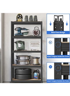 Yoawllty 5-Tier Storage Rack, Kitchen Rack Shelf Organizer , Adjustable Shelving Unit and Boltless Assembly Garage Storage Shelves for Shed Warehouse Basement Kitchen (Black)  - Image 3