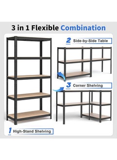 Yoawllty 5-Tier Storage Rack, Kitchen Rack Shelf Organizer , Adjustable Shelving Unit and Boltless Assembly Garage Storage Shelves for Shed Warehouse Basement Kitchen (Black)  - Image 5