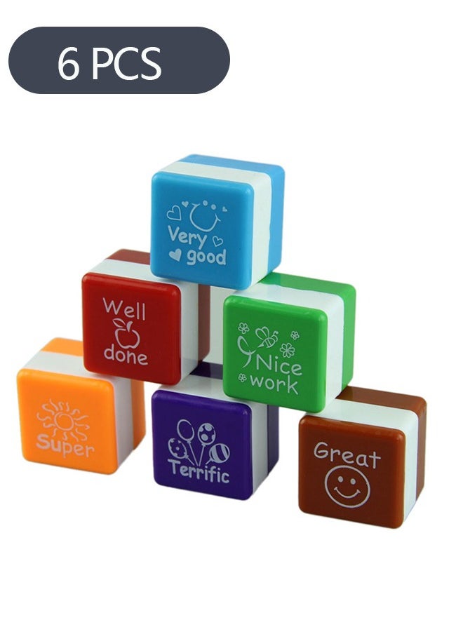 Ant 6-Piece Self-Inking Teacher Stamps Set, DIY Cartoon Reward Stamps Praise Stickers Teacher Motivational Comments Stamp  - Image 1