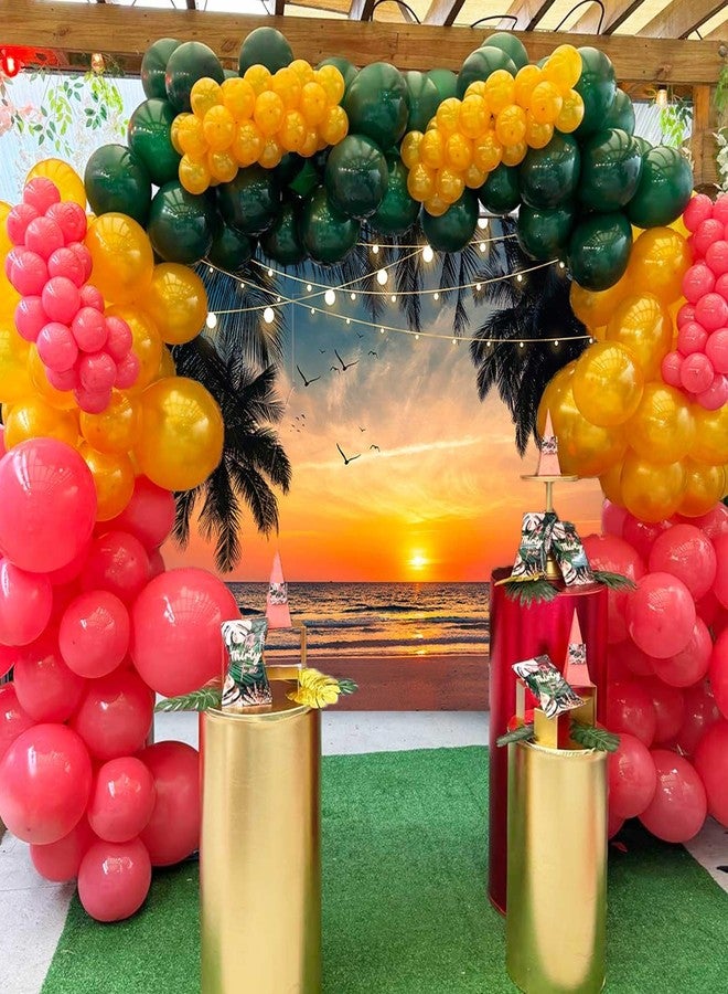Sensfun Sea Beach Sunset Backdrop Hawaii Tropical Palm Trees Luau Party Photography Background Summer Seaside Vacation Wedding Birthday Baby Shower Party Decorations Banner Photo Booth Props 7x5ft - Image 2