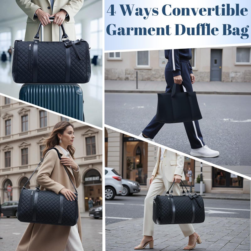 GARPROVM Garment Duffle Bags for Travel Women, 3 in 1 Convertible Garment Bags with Separated Tote Bag, Waterproof Suit Bag Travel Carry On Luggage Weekender Bag for Business Trip, Black - Image 4