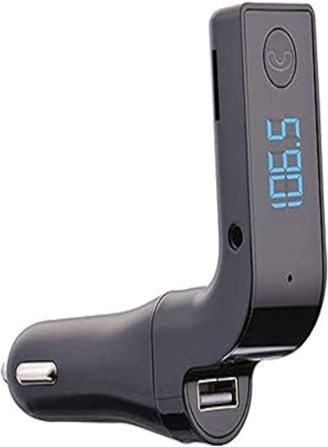 Nanotek Bluetooth FM Transmitter, Nanotek Wireless Car Kit, Cigarette Socket with USB Charging for iPhone, Samsung, LG, HTC, Nexus, Motorola, Sony Android Smartphone, Car G7- Black