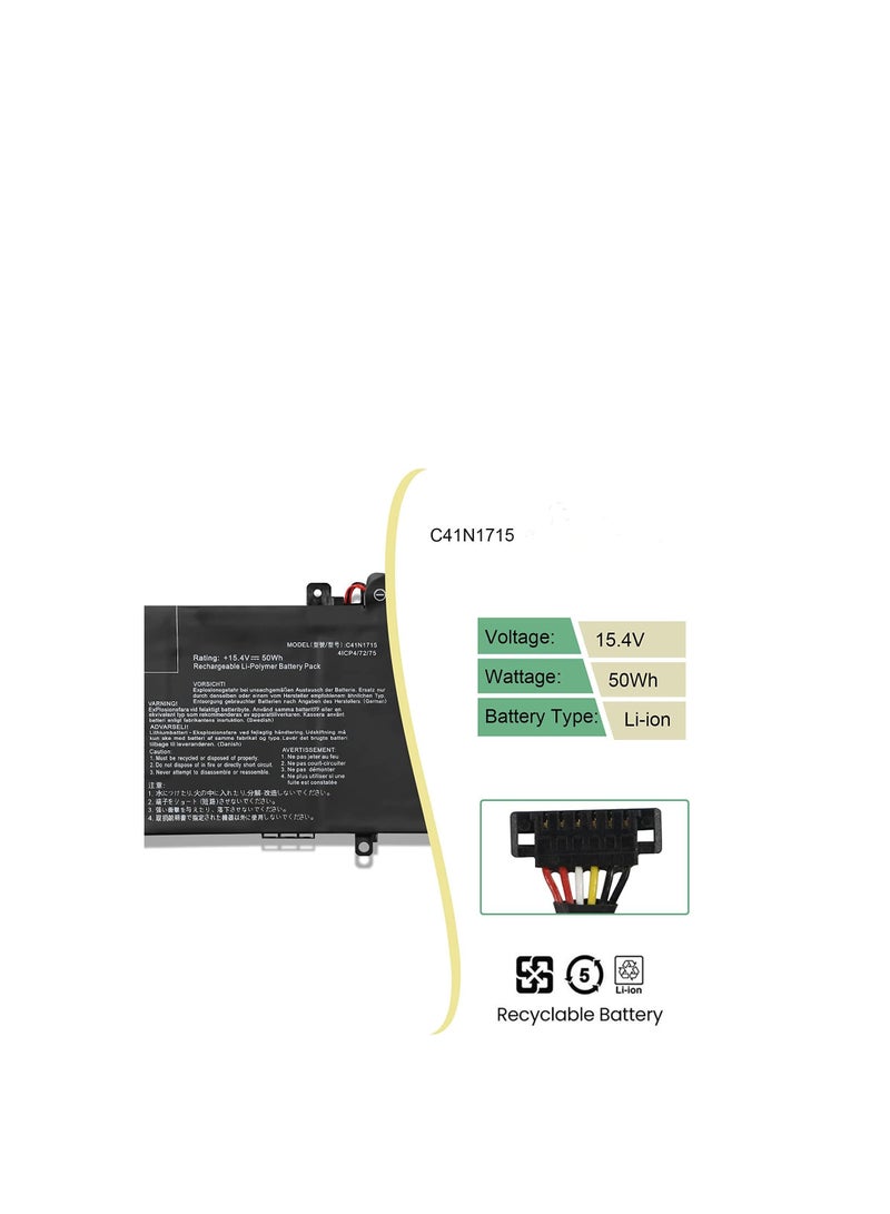Terabyte 15.4V 50Wh C41N1715 Battery Compatible for ASUS ZenBook 13 UX331FA UX331FN UX331UA UX331UA-1A UX331UA-1B UX331UA-1E UX331UAL-1C UX331UN Series - Image 2