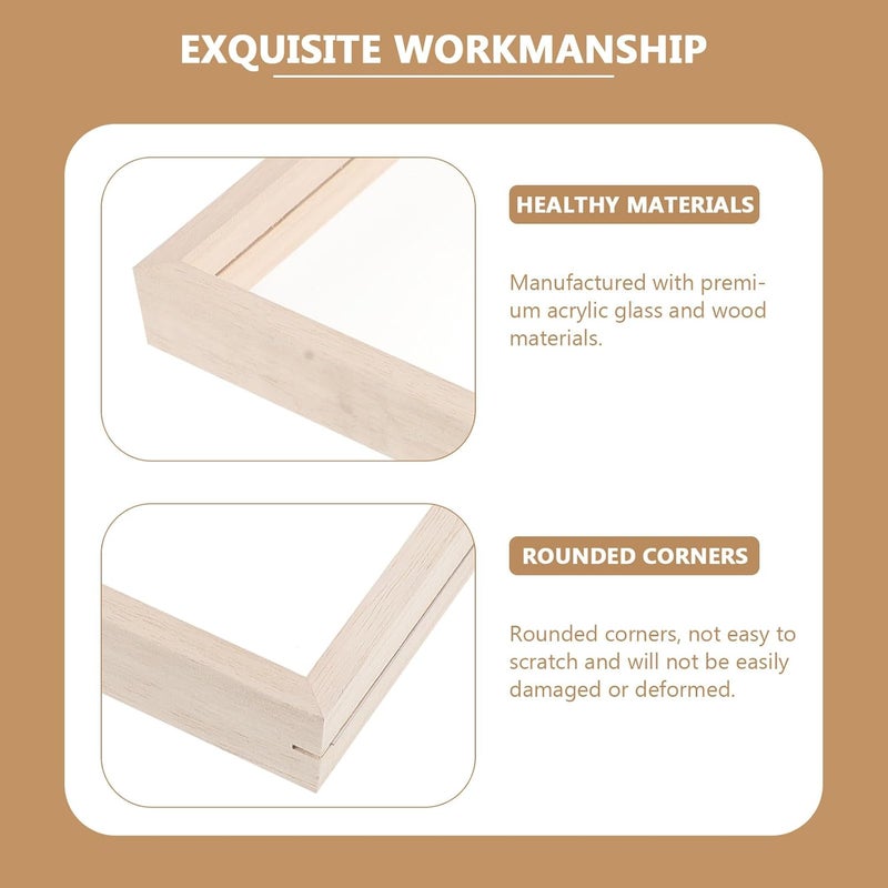 2 Sets Wooden Glass Painting Frames with Acrylic Sheets Organic Glass Picture Frames for DIY Art Display and Painting Supplies - Image 5