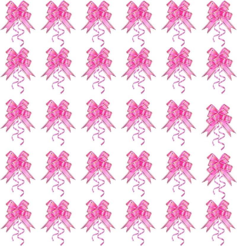 Chocozone 100Pcs Pull Flower Ribbon for Gift Wrap & Decoration Multicolor Pull Ribbon Bows (Size : 15) Pull Ribbons for Gift Wrapping (Pink) - Image 1