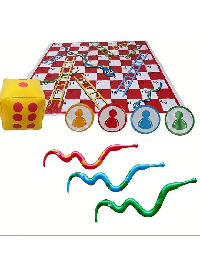 Portable PVC Snake Ladder Game Mat Mixed Color 51x51 Inch Outdoor Travel Board - Image 1