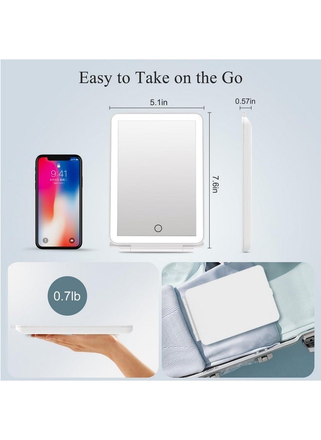FUNTOUCH FUNTOUCH Rechargeable Travel Makeup Mirror with 72 Led Lights, Portable Lighted Beauty Mirror, 3 Color Lighting, Dimmable Touch Screen, Tabletop LED Folding Cosmetic Vanity Mirror  - Image 5
