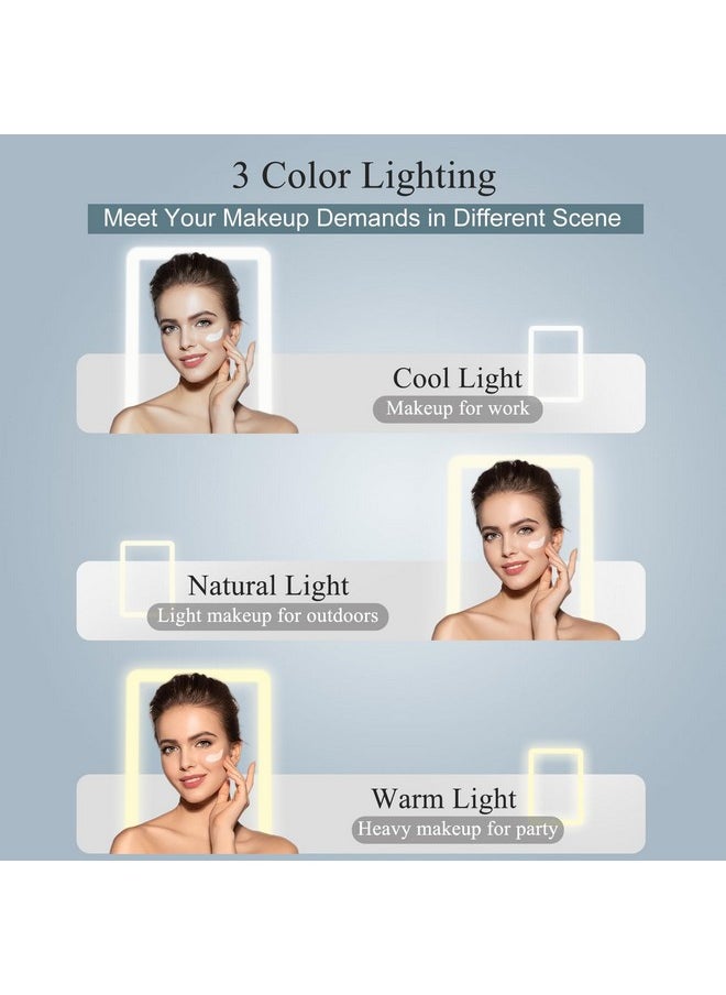 FUNTOUCH FUNTOUCH Rechargeable Travel Makeup Mirror with 72 Led Lights, Portable Lighted Beauty Mirror, 3 Color Lighting, Dimmable Touch Screen, Tabletop LED Folding Cosmetic Vanity Mirror  - Image 3