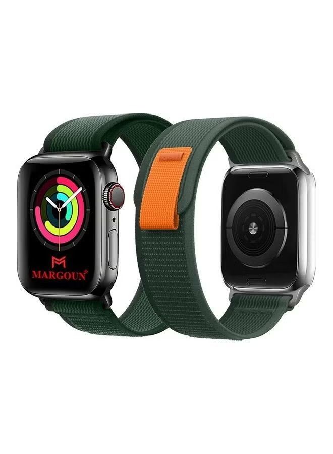 vesus Apple Watch Trail Band 38mm 40mm 41mm Nylon Woven Sport Strap for Iwatch Series Ultra/8/7/SE/6/5/4/3/2/10 Green/Orange