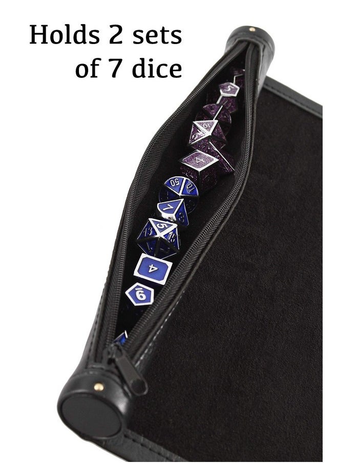 Forged Dice Co. - Forged Dice Co Scroll Dice Tray And Rolling Mat With Zippered Dice Holder Storage Pouch Holds Up To 14 Metal Or Plastic Polyhedral Dice Compatible With Dnd And Dungeons & Dragons Game Dice - Image 1