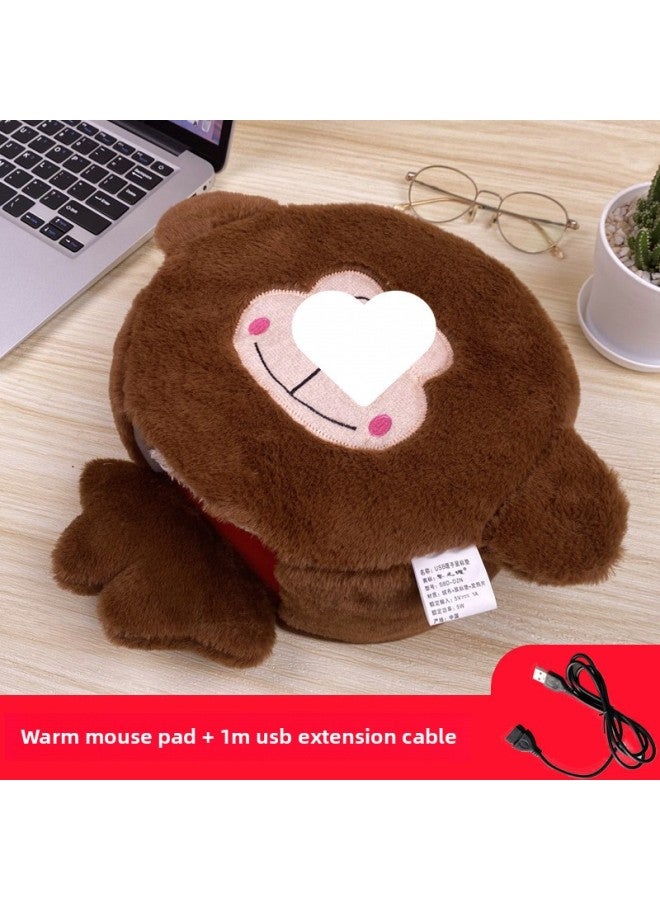 Winter Heating Hand Warmer Mouse Pad With Wrist Guard Winter Mouse Cover Warm Computer Men's Fleece-lined Thickened Gloves Free Shipping-Pattern:Smiley Monkey + 1m Usb Extension Cable  - Image 1