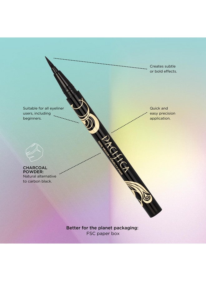 Pacifica Beauty Eye Love Liquid Charcoal Eyeliner Black Noskip Smudgeproof Matte Finish Precise Application Pen Tip Vegan Crueltyfree - Image 2