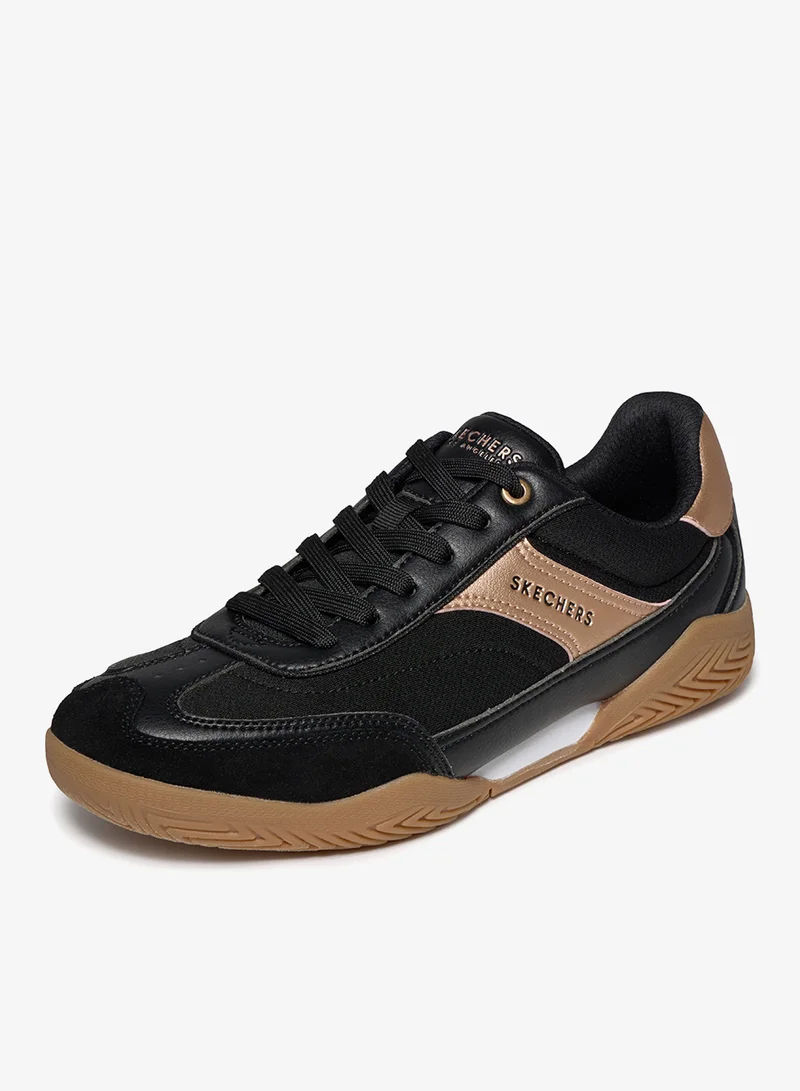 Skechers BLACK AND ROSE GOLD DURALEATHER/ MESH/ SUEDE Zinger Evo for Women | Best Price UAE