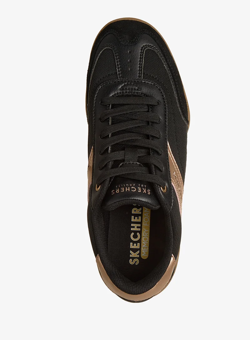 Skechers BLACK AND ROSE GOLD DURALEATHER/ MESH/ SUEDE Zinger Evo for Women | Best Price UAE