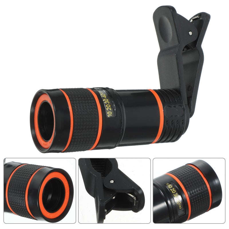 Universal 8X Telephoto Lens Clip On Monocular For Smartphones Black - Image 4