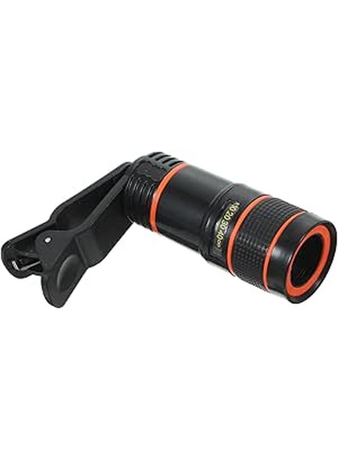 Universal 8X Telephoto Lens Clip On Monocular For Smartphones Black - Image 1