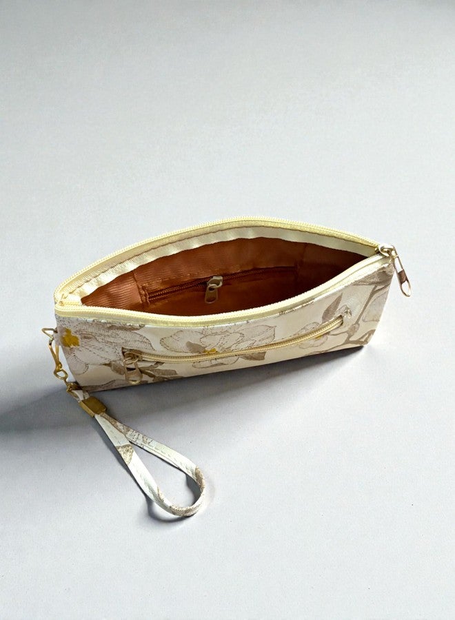 CLEARO White Floral Mini Clutch Wallet - Stylish Coin Purse for Daily & Party Use - Image 2