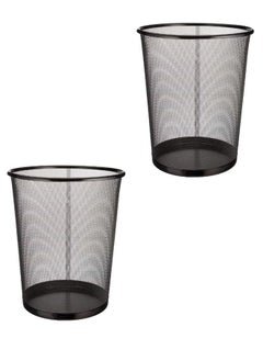 Generic Garbage Bins Round Mash Waste Basket Trash Black (2-Piece)  - Image 1
