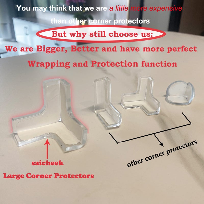 saicheek 4Pcs Large(Length: 1.7inch) Silicone Corner Protector Baby Proofing,Table Corner Protectors for Baby,Strong Adhesive T Shaped Baby Head Protector Table Corner Protectors for Furniture - Image 4