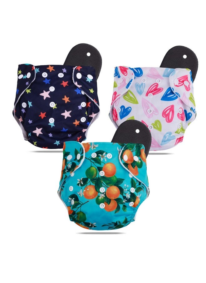 Novo Baby Leakage Proof Reusable Cloth Diaper With 5 Layer High Absorbent Pad | Reusable Nappies| Freesize For Kids 0-3 Yrs | Washable Diapers(Pack Of 3)  - Image 1