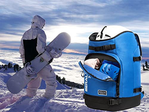 MERALIAN Ski Boot Bag - 50L Ski Boot Travel Backpack Waterproof Snowboard Boot Backpack for Travel Stores Gear Including Helmet, Goggles and Outerwear.(Blue-02) - Image 2