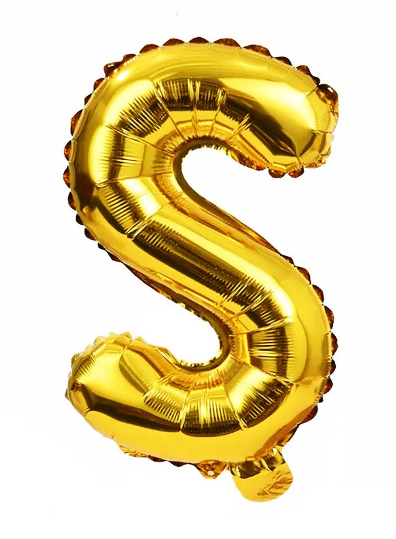 PARTY FUN Foil Letter Balloon Letter S  Golden Colour 32inch - Image 1