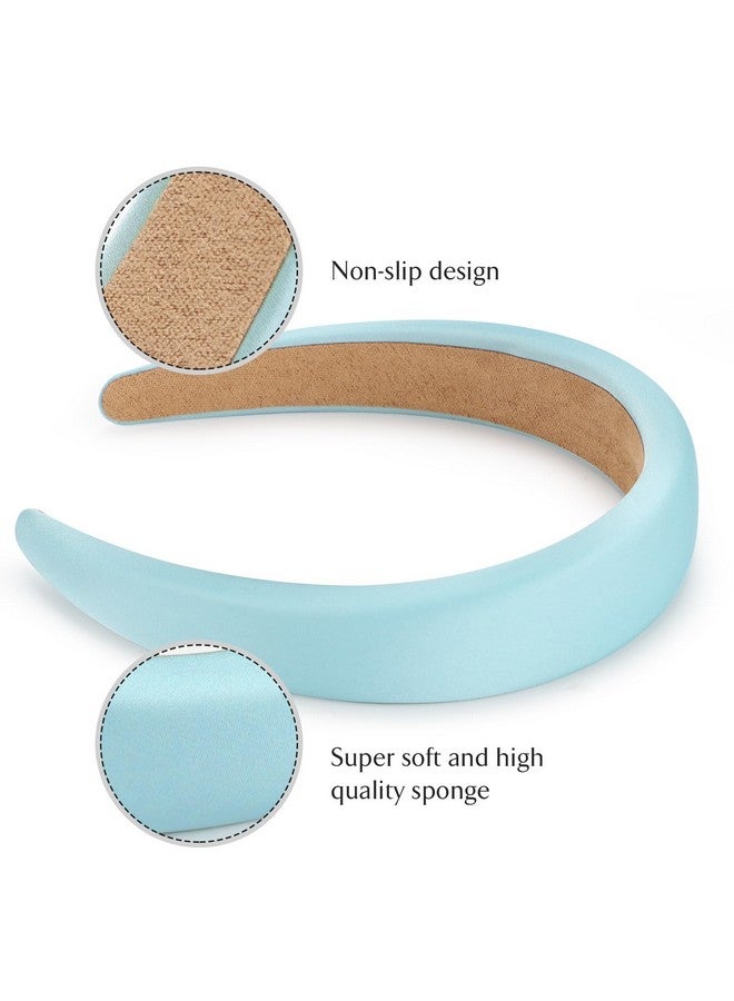 WantGor Padded Headband For Women Wide Sponge Headbands Plain Solid Hair Band Hoops Vintage Yoga Head Bands Fashion Elastic Hairband Accessories (Blue) - Image 3