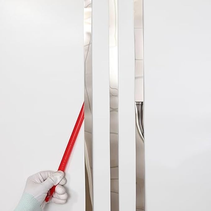 SILVER METALIZED MIRROR-LIKE FINISH MOLDING TRIM, PEEL AND STICK STRIP FOR MIRROR FRAME, WALL, FIREPLACE AND HOME DIY DECORATION (32.8 FT X 0.8 INCH) - Image 1