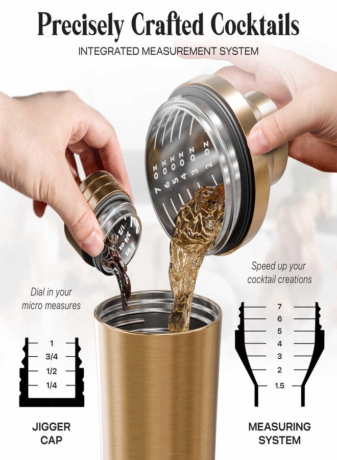 BARE BARREL Insulated Cocktail Shaker Set | Double Wall Stainless Steel | Martini Shaker for Home Bar Bartending | Built-in Drink Measure System & Strainer, Travel Bag, Recipes | Gift Set (Copper) - Image 5