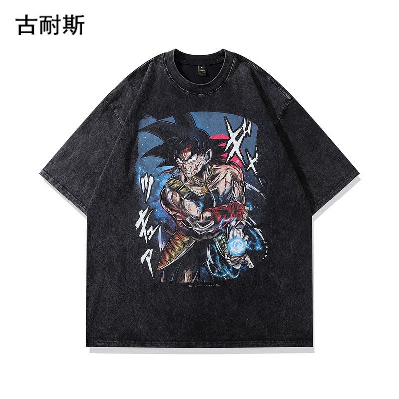 Hip-Hop Short-Sleeved T-Shirt Men'S And Women'S Summer Washed Retro Old Ins Fashion Brand American High Street Loose Half Sleeve - Image 1